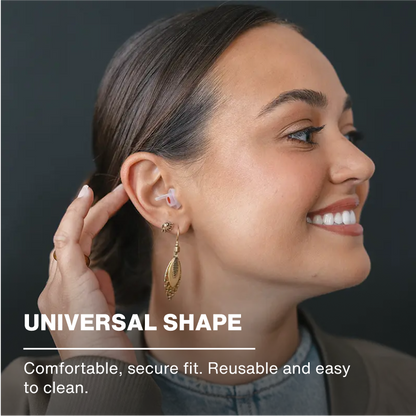 EARPEACE Music earplugs have a universal shape for a comfortable, secure fit.